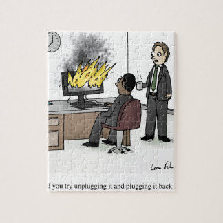 Funny Computer and Technology Office Cartoon Jigsaw Puzzle