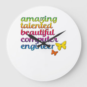 Funny Computer Engineer Cute Girl Engineering Large Clock