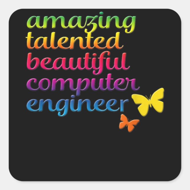 Funny Computer Engineer | Cute Girl Engineering Square Sticker (Front)