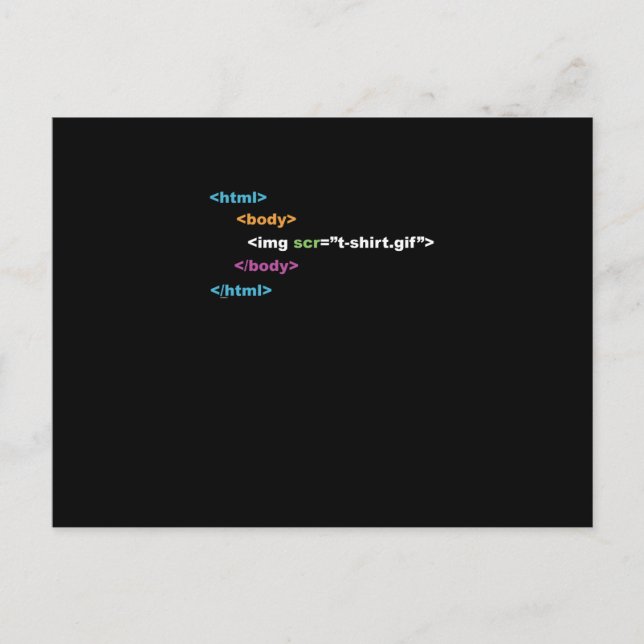 Funny Computer Program Code HTML Holiday Postcard (Front)