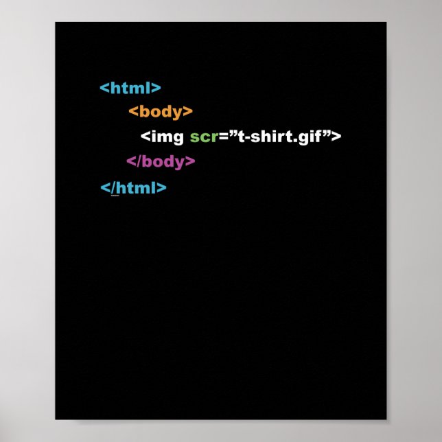 Funny Computer Program Code HTML Poster (Front)