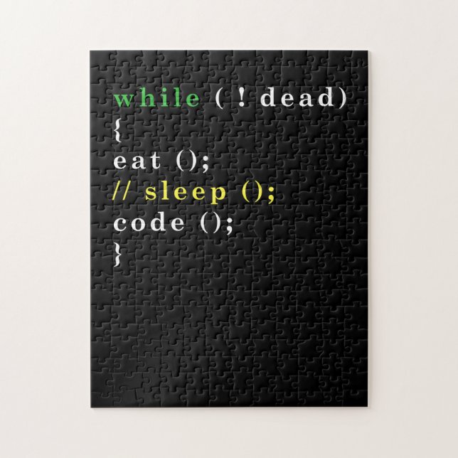 Funny Computer Science Programmer Eat Sleep Code Jigsaw Puzzle (Vertical)
