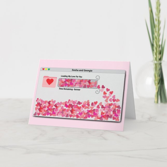 Funny Computer Window Progress Bar Love Loading Card (Front)