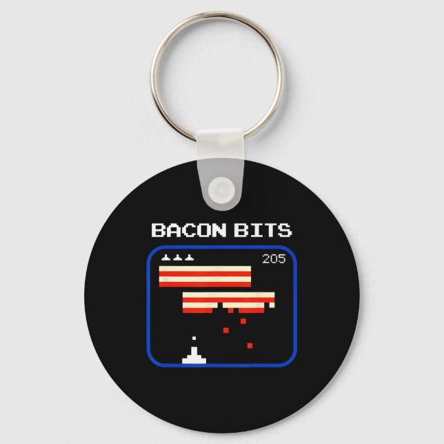 Funny Con 8-bits Video Game Player Retro Nerd Geek Key Ring (Front)