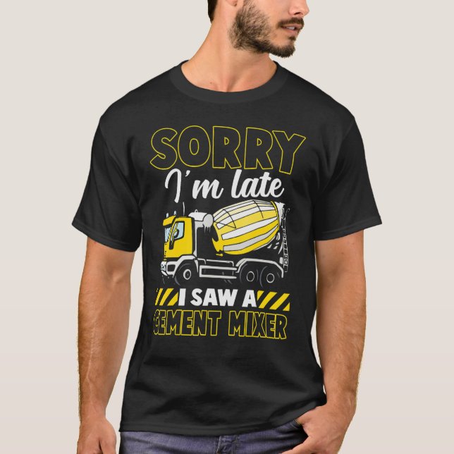 Funny Concrete Mixer Truck Cement Construction Wor T-Shirt (Front)