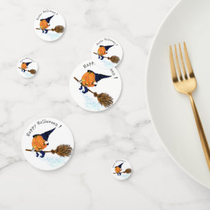 Funny Confetti with Halloween Witch Pumpkin Flying