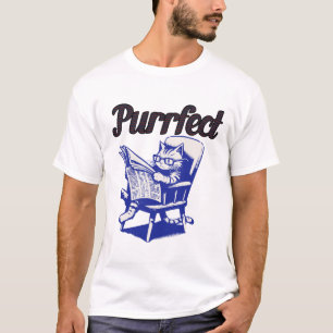 Funny Confident Cat Reading Newspaper" T-Shirt