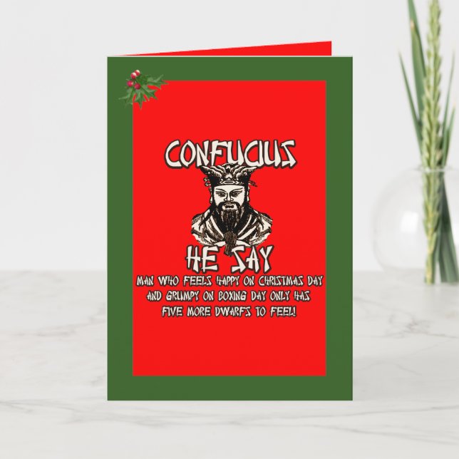 Funny Confucius Christmas Holiday Card (Front)