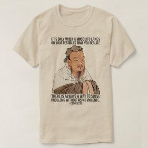 Funny Confucius Quote - Mosquito on Testicles T-Shirt