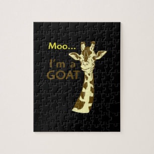 Funny Confusing Giraffe Moo I am A Goat Jigsaw Puzzle