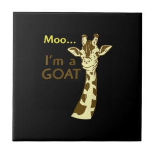 Funny Confusing Giraffe Moo I am A Goat Tile