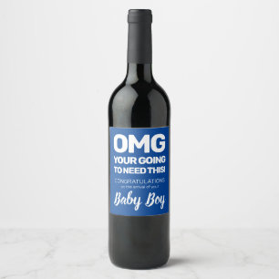 Funny Congratulations   Baby Boy Gift Wine Label