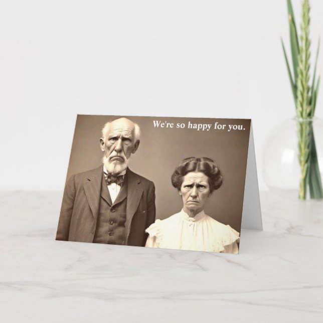 Funny Congratulations Card with Old Couple (Front)