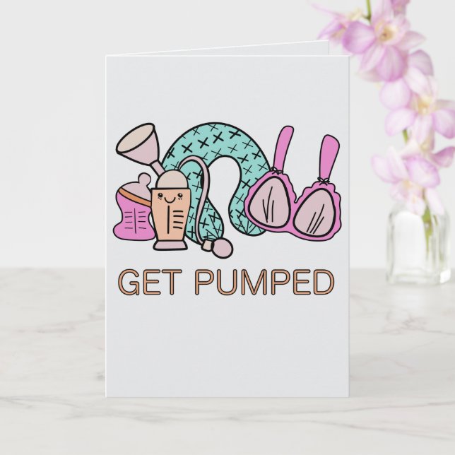 Funny Congratulations Get Pumped Cute Baby Shower  Card (Orchid)