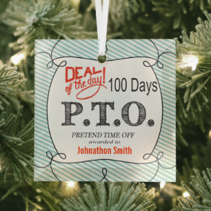 Funny Congratulations Promoted to Pretend Time Off Glass Tree Decoration
