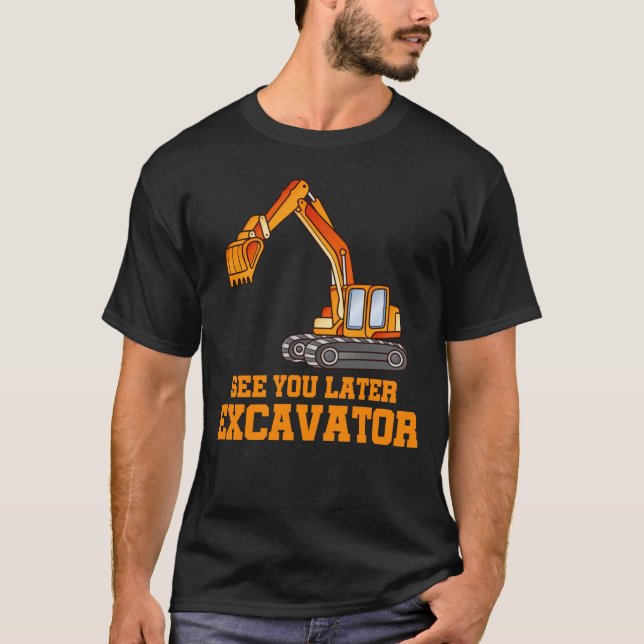 Funny Construction Excavator Boys Toddler T-Shirt (Front)