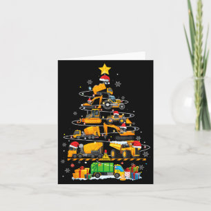 Funny Construction Excavator Truck Christmas Tree  Card