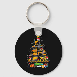 Funny Construction Excavator Truck Christmas Tree Key Ring