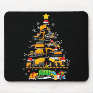 Funny Construction Excavator Truck Christmas Tree  Mouse Mat