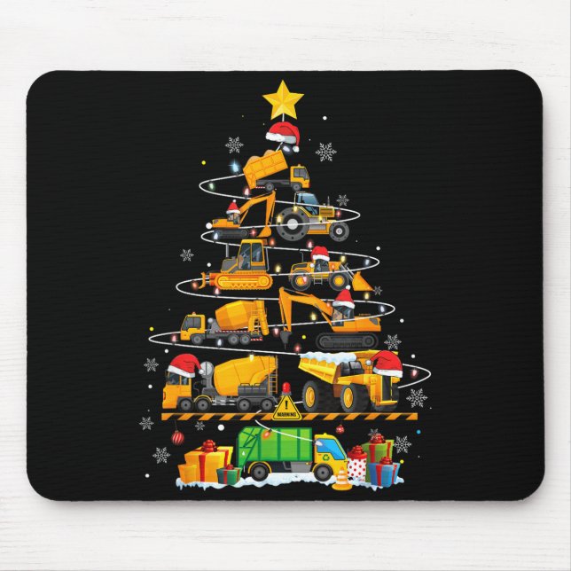 Funny Construction Excavator Truck Christmas Tree  Mouse Mat (Front)