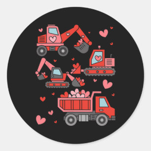 Funny Construction Truck Valentine Kid Boy Toddler Classic Round Sticker