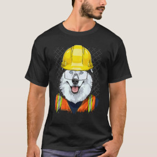 Funny Construction Worker Siberian Husky Laborer D T-Shirt