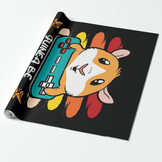 Funny Controller Guinea Pig Gift Lovers Wrapping Paper (Unrolled)