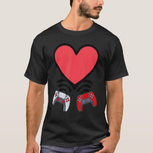 Funny Controllers Heart Boys Kids Video Gamer Vale T-Shirt