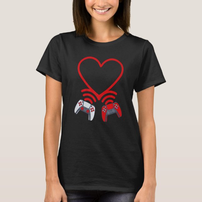 Funny Controllers Heart Boys Kids Video Gamer Vale T-Shirt (Front)