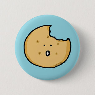 Funny Cookie Cartoon with Bite 6 Cm Round Badge
