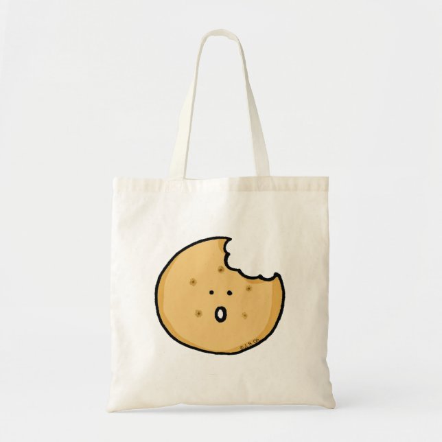 Funny Cookie Cartoon with Bite Tote Bag (Front)