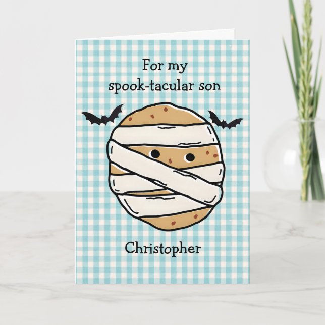 Funny Cookie Mummy Pizza Slice Halloween Maze  Card (Front)