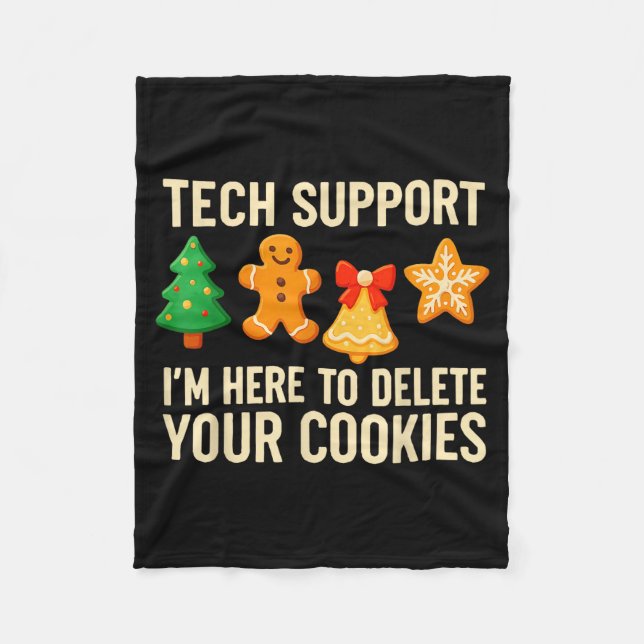 Funny Cookies Christmas Gingerbread Tech Suprt Men Fleece Blanket (Front)