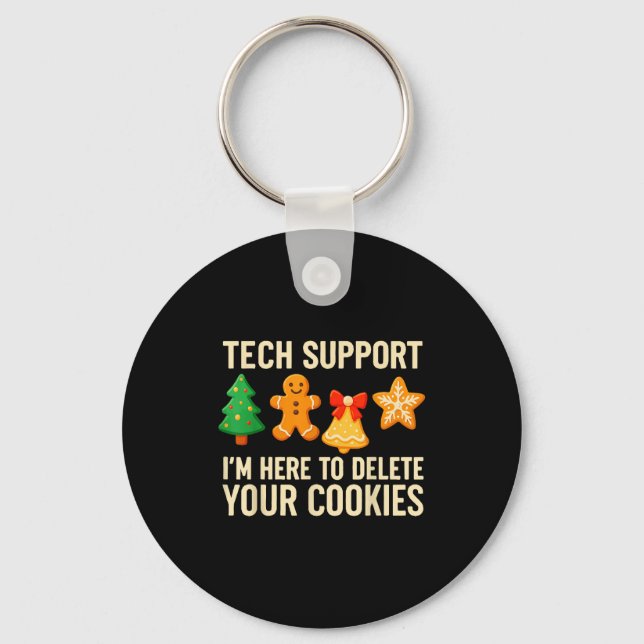 Funny Cookies Christmas Gingerbread Tech Suprt Men Key Ring (Front)