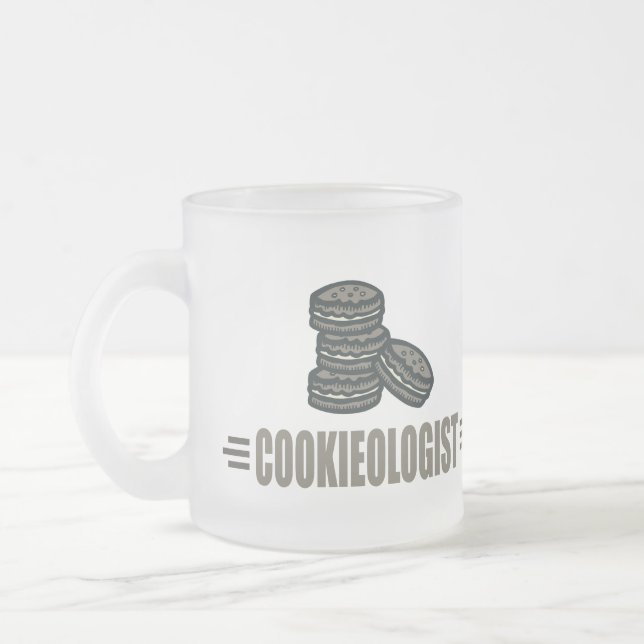 Funny Cookies Frosted Glass Coffee Mug (Left)