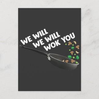 Funny Cooking Asian cuisine Food Pun Cook Wok Chef Postcard