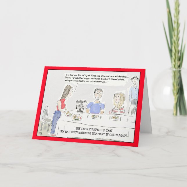 Funny Cooking Cartoon Birthday Greeting Card (Front)