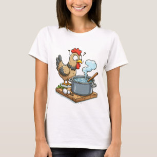 Funny Cooking Chicken Apron – Hen Making Soup T-Shirt
