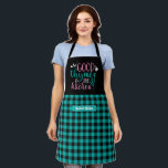 Funny Cooking Good Thymes Black Turquoise Plaid Apron<br><div class="desc">Funny and cool apron to make cooking more fun. Personalised gift for family and friends who love cooking,  baking and trying new recipe in the kitchen. Customise the wording to fit your occasion. You can use the Design Tool to further change the font type,  font colour and font size.</div>