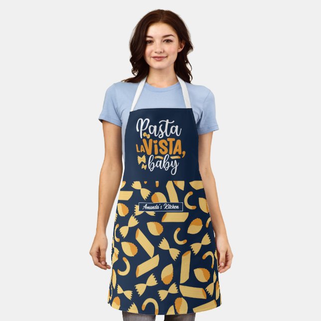Funny Cooking Pasta La Vista Italian Food Pattern Apron (Worn)