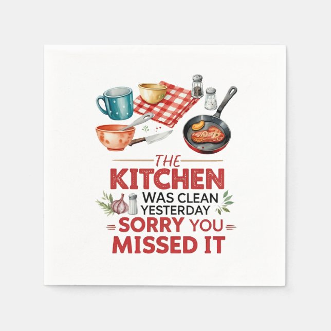Funny Cooking Quote with Utensils Napkin (Front)