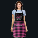 Funny Cooking Radish Pun Black Pink Plaid Apron<br><div class="desc">Funny and cool apron to make cooking more fun. Personalised gift for family and friends who love cooking,  baking and trying new recipe in the kitchen. Customise the wording to fit your occasion. You can use the Design Tool to further change the font type,  font colour and font size.</div>