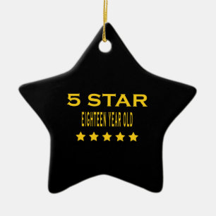 Funny Cool 18th Birthdays : Five Star Eighteen Ceramic Tree Decoration