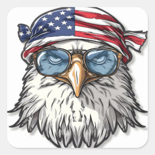 Funny, cool American eagle Square Sticker