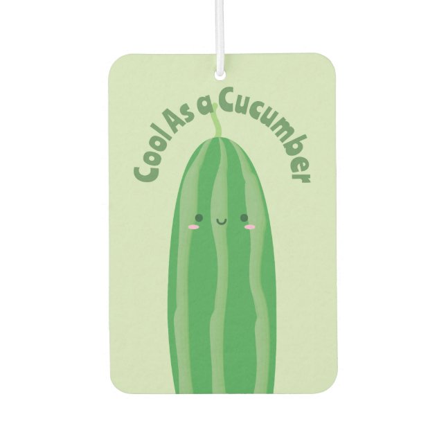 Funny Cool As a Cucumber Cute Foodie Pun Joke Car Air Freshener (Front)