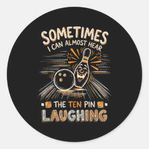Funny cool bowling men dad bowler fun crazy classic round sticker