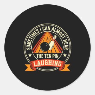Funny cool bowling men dad bowler fun crazy classic round sticker