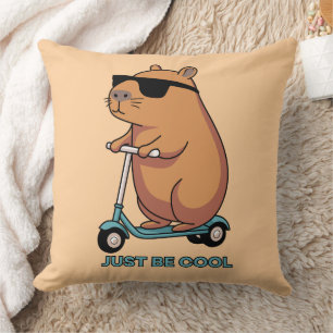 Funny Cool Capybara Scooter Vibes Cushion