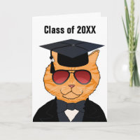 Funny Cool Cat Cartoon Graduation Congratulations