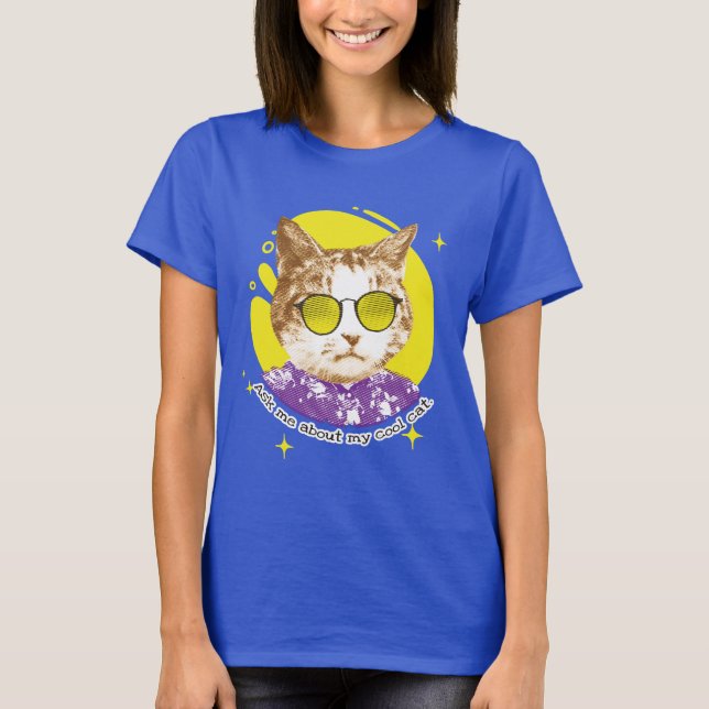 Funny Cool Cat in Sunglasses T-Shirt (Front)